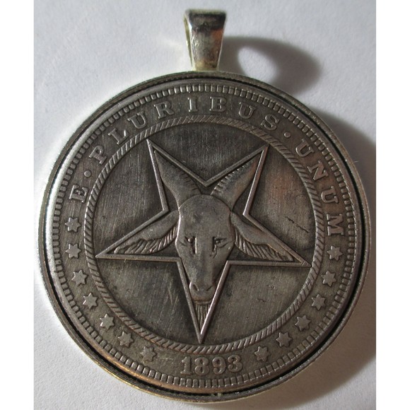HOBO NICKEL  5 Pointed Star Pentagram Lucifer Satan Devil Novelty Coin Pendant - Picture 1 of 3